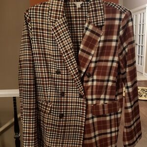 Cato Brown and Cream Blazer with Unique Split Design